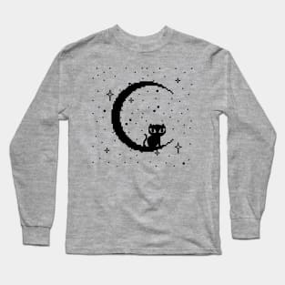 Celestial Pixel Cat & Moon Long Sleeve T-Shirt